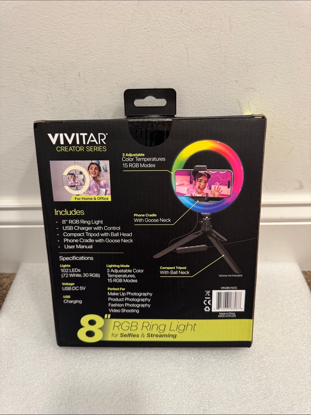 Vivitar 8” RGB ring light & tripod set NIP - Picture 2 of 2